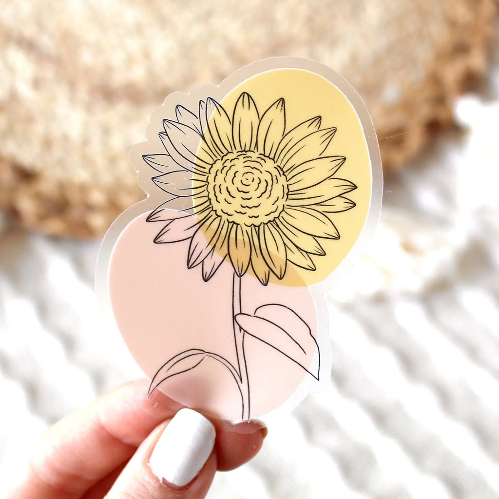 Clear Abstract Sunflower Sticker 3x2in.