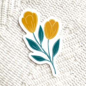 Yellow and Blue Tulips Sticker 3x3in.