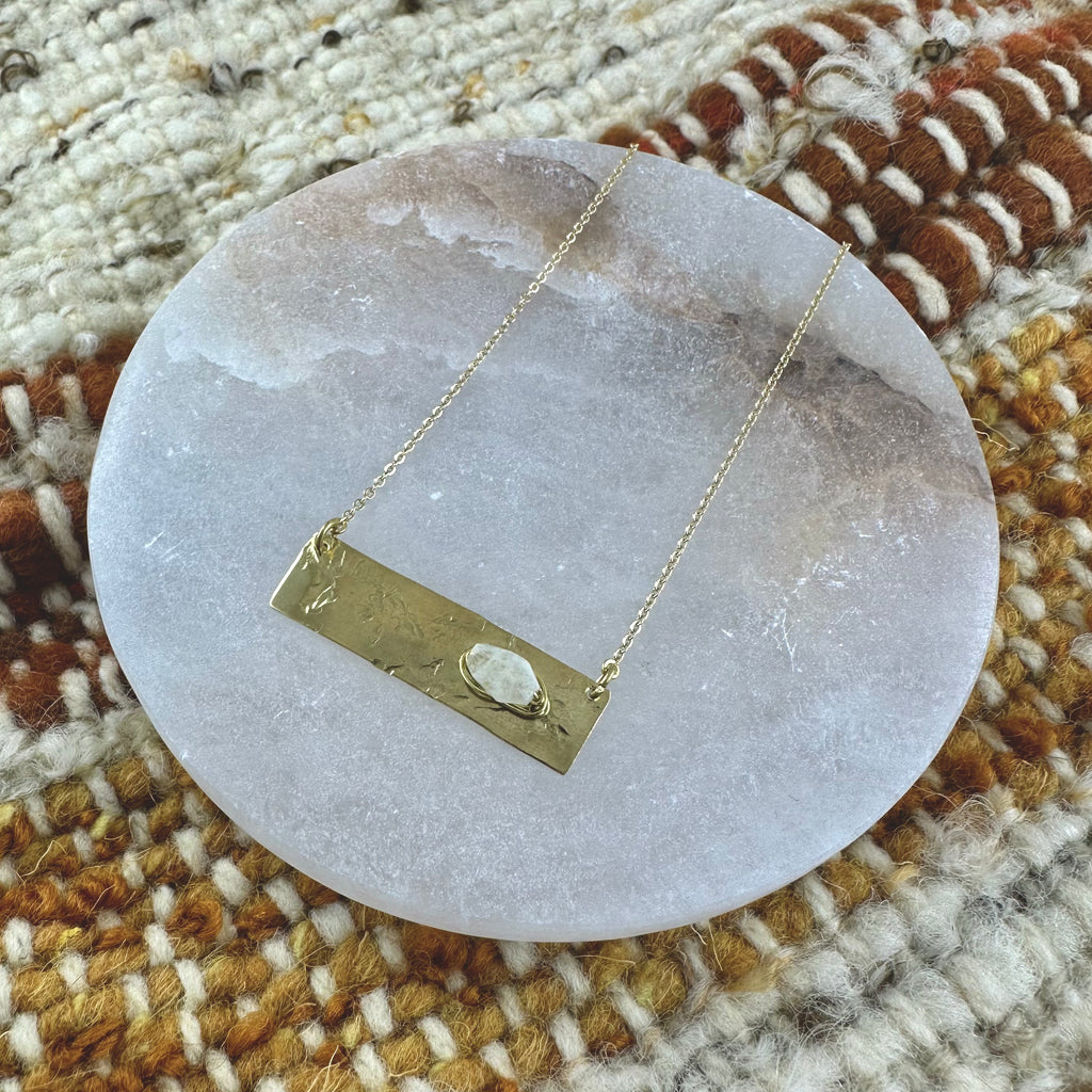 Wrapped Stone Bar Necklace