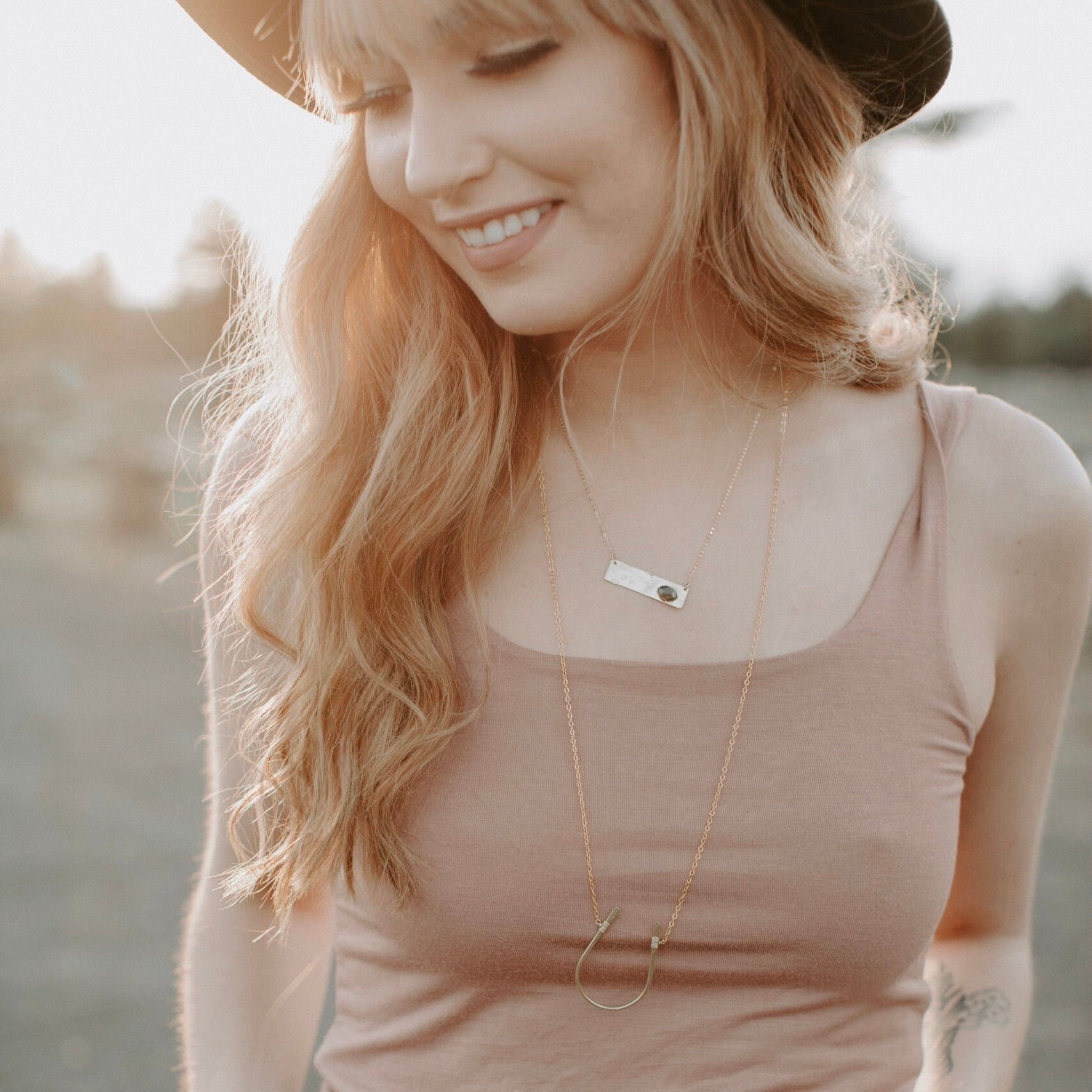 Wrapped Stone Bar Necklace