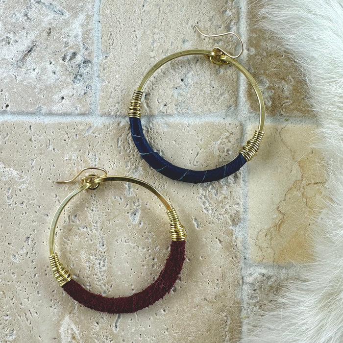 Medium Leather Hoops