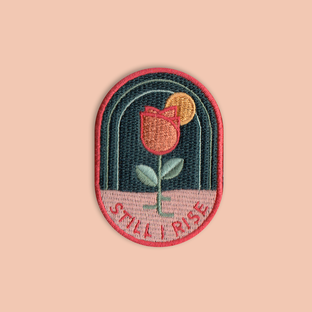 "Still I Rise" Desert Rose Iron-on Embroidered Patch