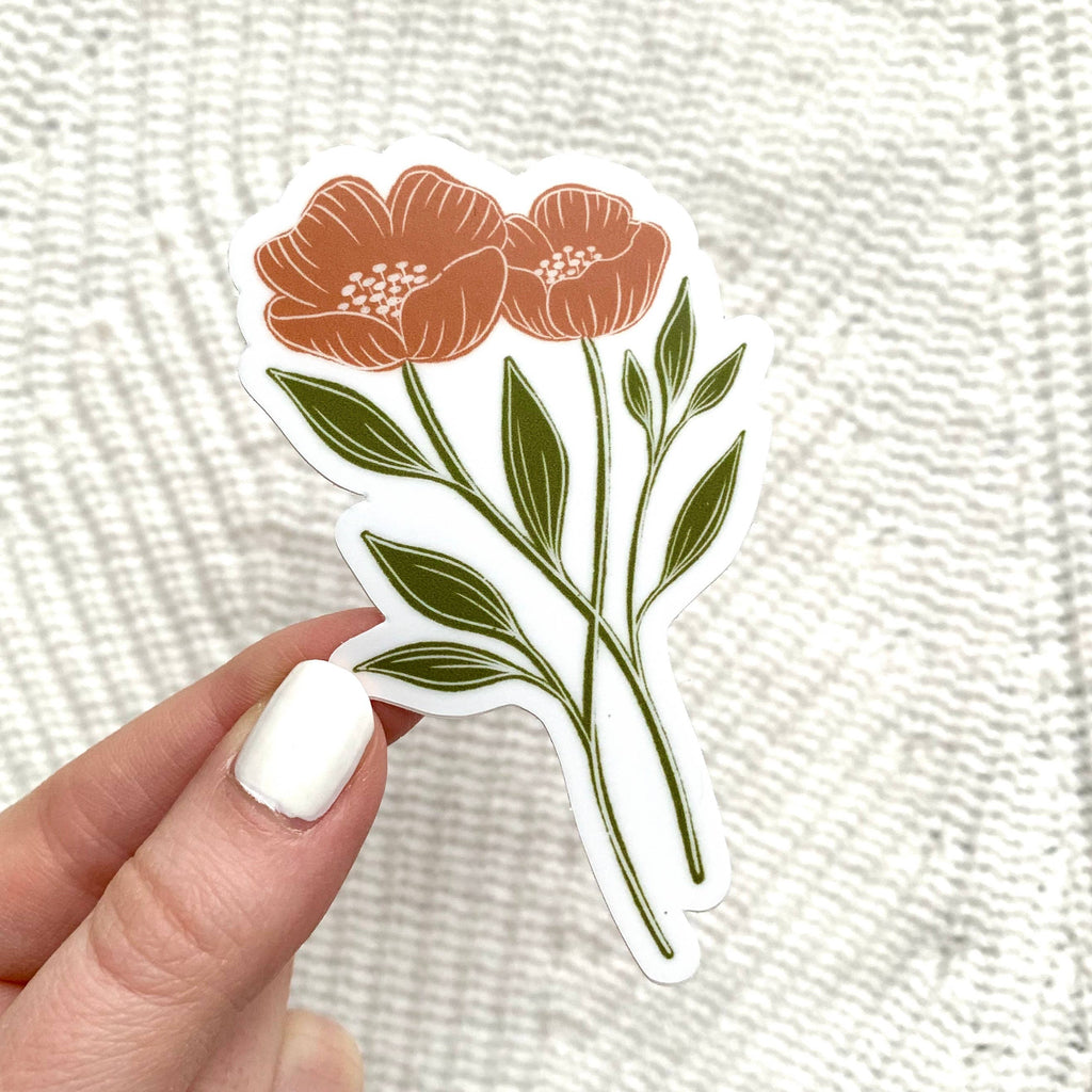 Orange Poppy Sticker 3x2in.