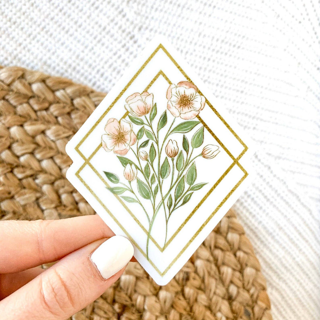 Wildflower Diamonds Bouquet Sticker 3.5x3in. Vinyl Sticker