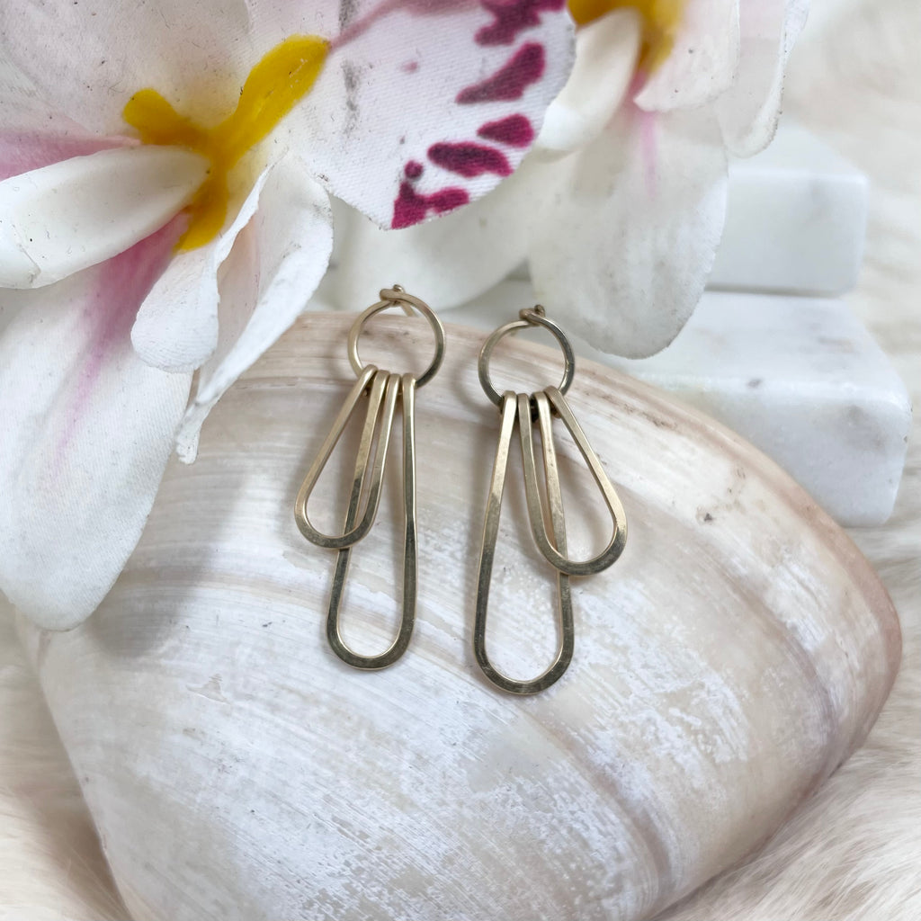 Tiered Thin Teardrop Post Earring