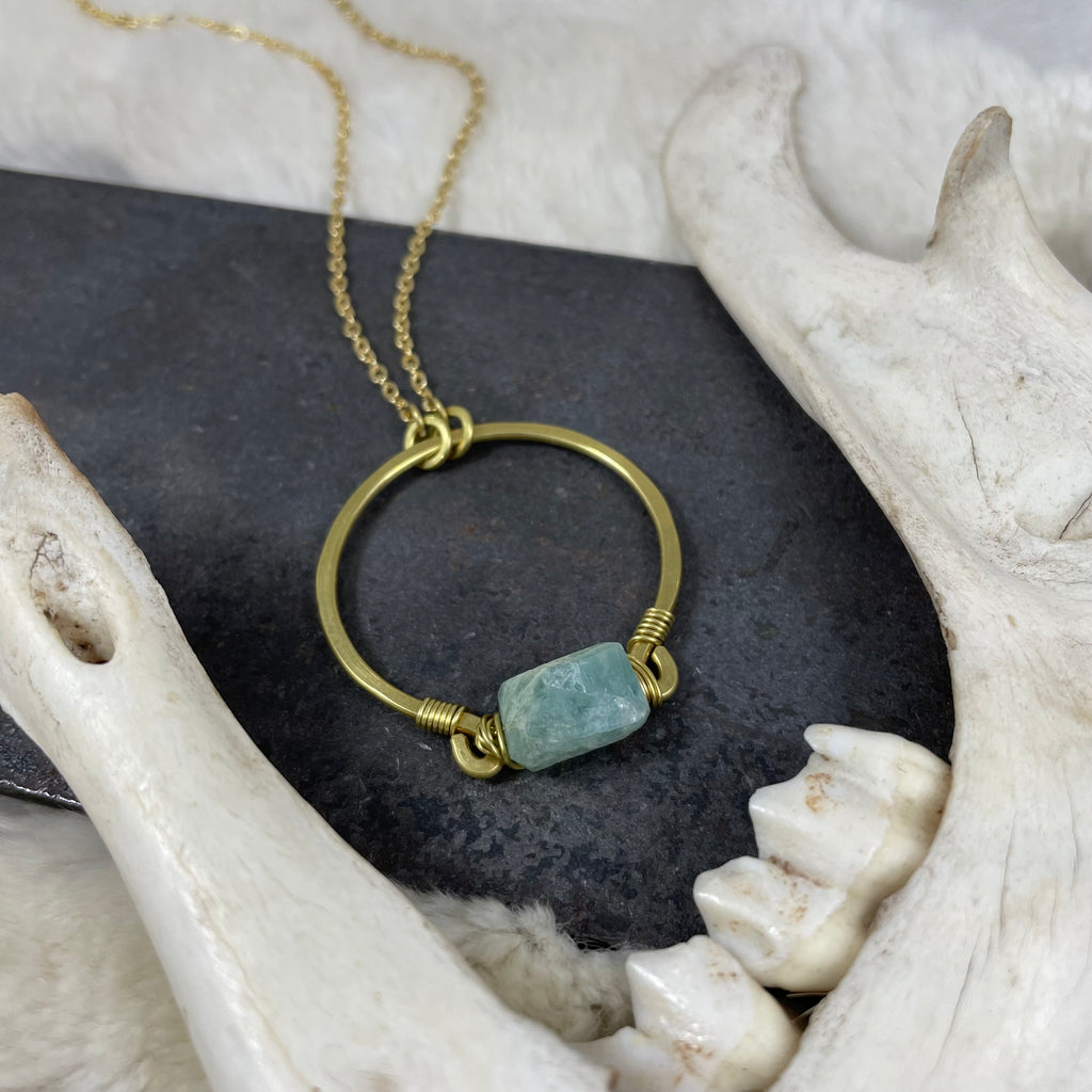 Chunky Stone and Hoop Long Necklace